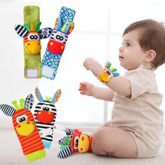 Conjunto com 4 peças de chocalhos de mão e pé para bebês